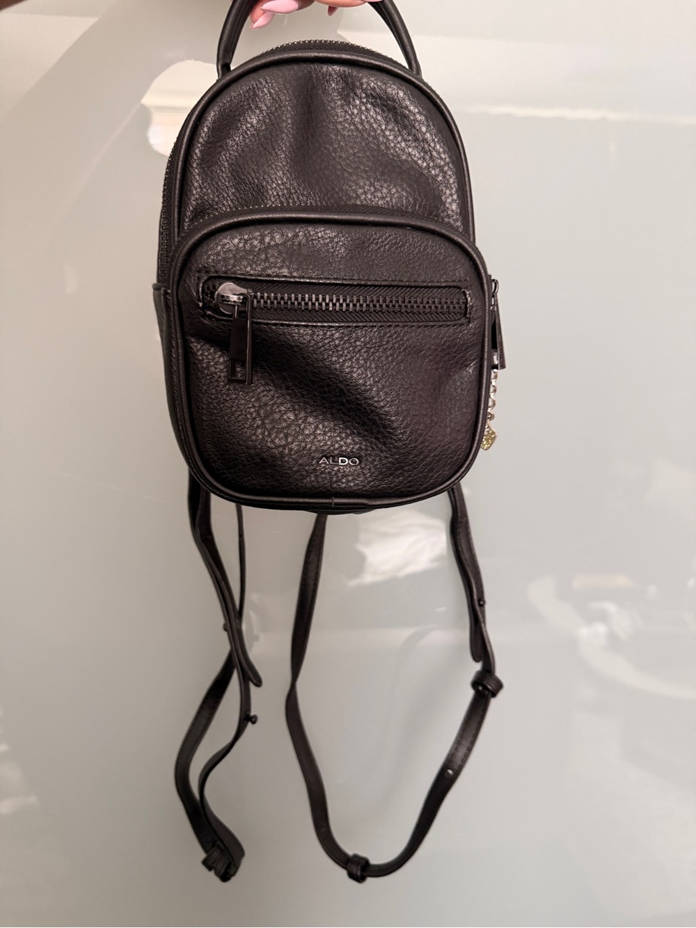 ALDO Black Textured Mini Backpack
